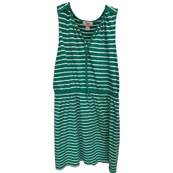 Ann Taylor LOFT Green & White Striped Dress, Summer Dress, Size Medium - Picture 7 of 13